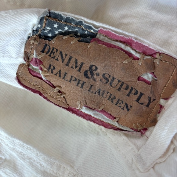 Denim & Supply Ralph Lauren White Jeans with Leather Patch - Picture 5 of 6